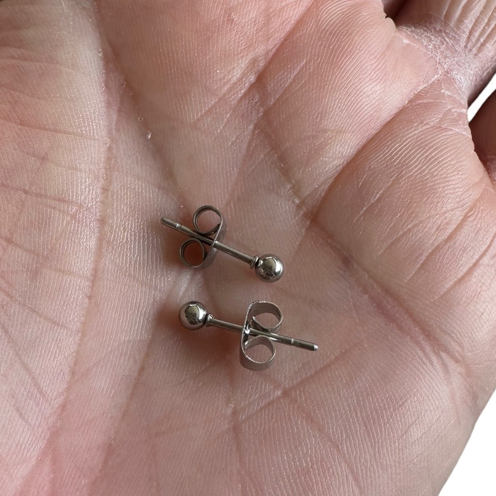 White Gold Plated 3mm Small Ball Stud Earrings